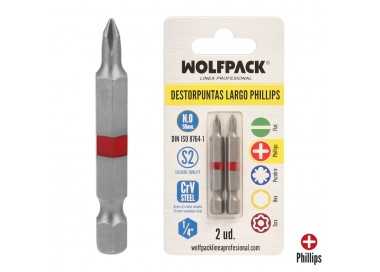 Puntas Largas Destornillador Phillips Nº 0 (2 Piezas). Acero S2 al Cromo Vanadio. Puntas Hexagonales, Destorpuntas,
