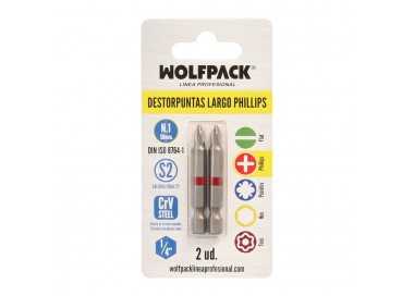 Puntas Largas Destornillador Phillips Nº 1 (2 Piezas). Acero S2 al Cromo Vanadio. Puntas Hexagonales, Destorpuntas,