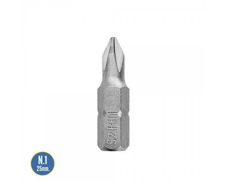 Puntas Destornillador Phillips Nº 1 (50 Piezas). Acero S2 al Cromo Vanadio. Puntas Hexagonales, Destorpuntas,