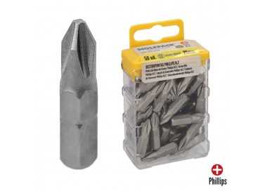 Puntas Destornillador Phillips Nº 2 (50 Piezas). Acero S2 al Cromo Vanadio. Puntas Hexagonales, Destorpuntas,