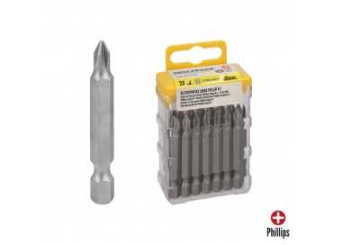 Puntas Largas Destornillador Phillips Nº 1 (20 Piezas). Acero S2 al Cromo Vanadio. Puntas Hexagonales, Destorpuntas,