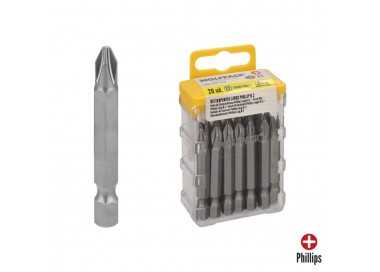 Puntas Largas Destornillador Phillips Nº 2 (20 Piezas). Acero S2 al Cromo Vanadio. Puntas Hexagonales, Destorpuntas,