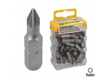 Puntas Destornillador Pozidriv Nº 1 (50 Piezas). Acero S2 al Cromo Vanadio. Puntas Hexagonales, Destorpuntas,
