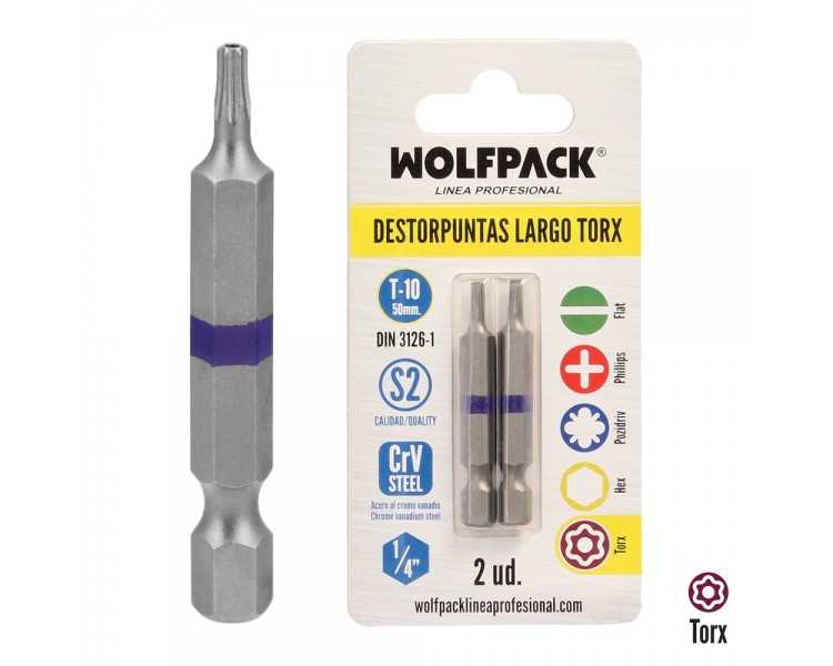 Puntas Largas Destornillador Torx T10 (2 Piezas). Acero S2 al Cromo Vanadio. Puntas Hexagonales, Destorpuntas,