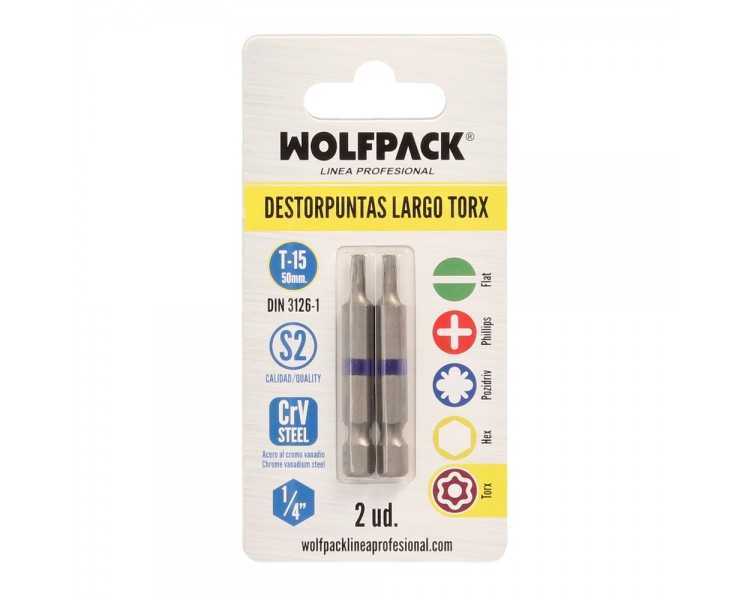 Puntas Largas Destornillador Torx T15 (2 Piezas). Acero S2 al Cromo Vanadio. Puntas Hexagonales, Destorpuntas,