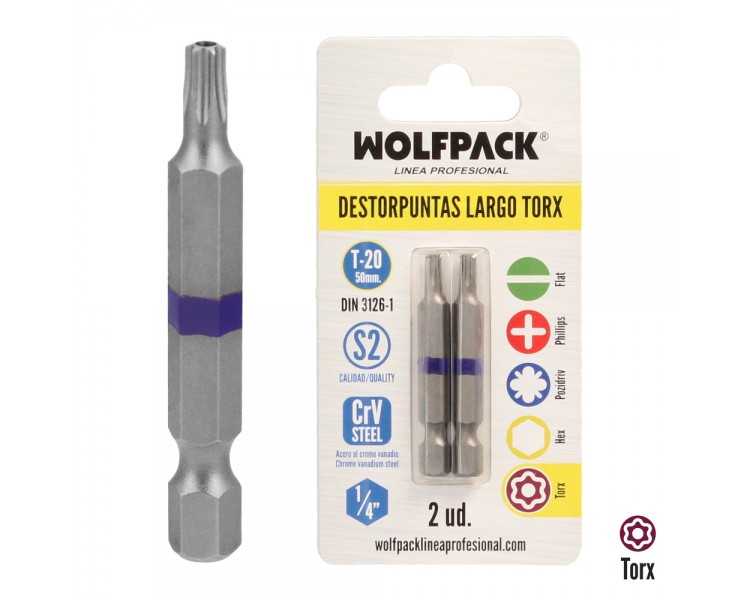 Puntas Largas Destornillador Torx T20 (2 Piezas). Acero S2 al Cromo Vanadio. Puntas Hexagonales, Destorpuntas,