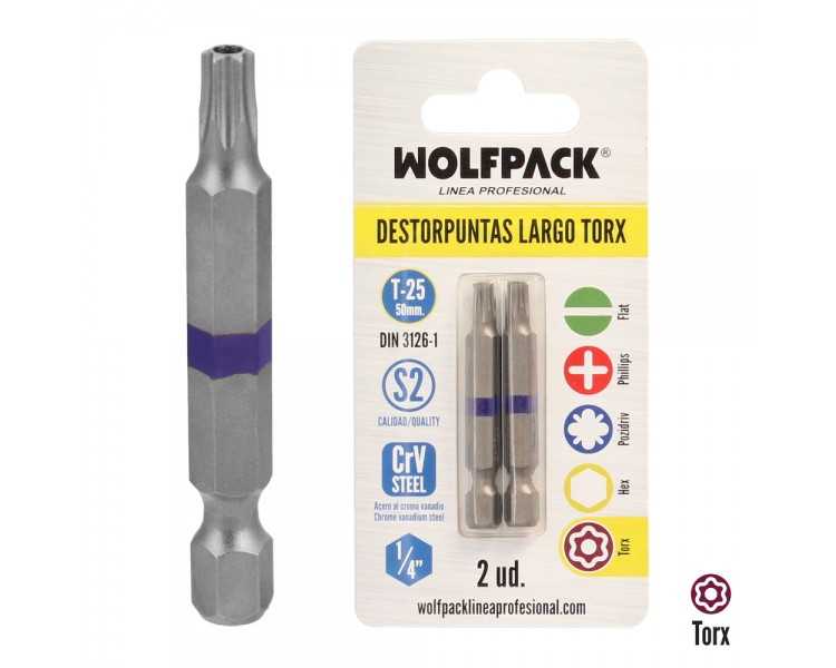 Puntas Largas Destornillador Torx T25 (2 Piezas). Acero S2 al Cromo Vanadio. Puntas Hexagonales, Destorpuntas,