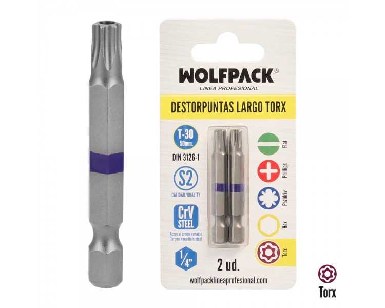 Puntas Largas Destornillador Torx T30 (2 Piezas). Acero S2 al Cromo Vanadio. Puntas Hexagonales, Destorpuntas,
