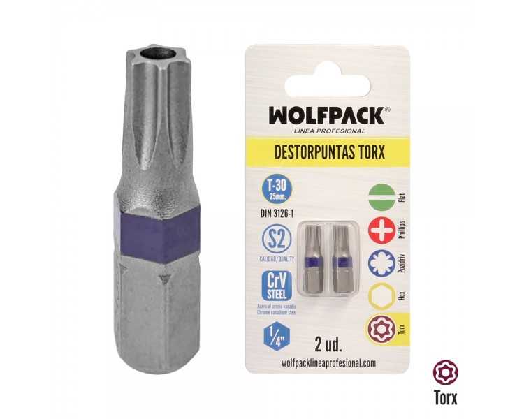 Puntas Destornillador Torx 30 Inviolable (2 Piezas). Acero S2 al Cromo Vanadio. Puntas Hexagonales, Destorpuntas,