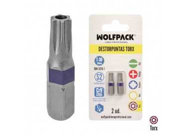 Puntas Destornillador Torx 30 Inviolable (2 Piezas). Acero S2 al Cromo Vanadio. Puntas Hexagonales, Destorpuntas,