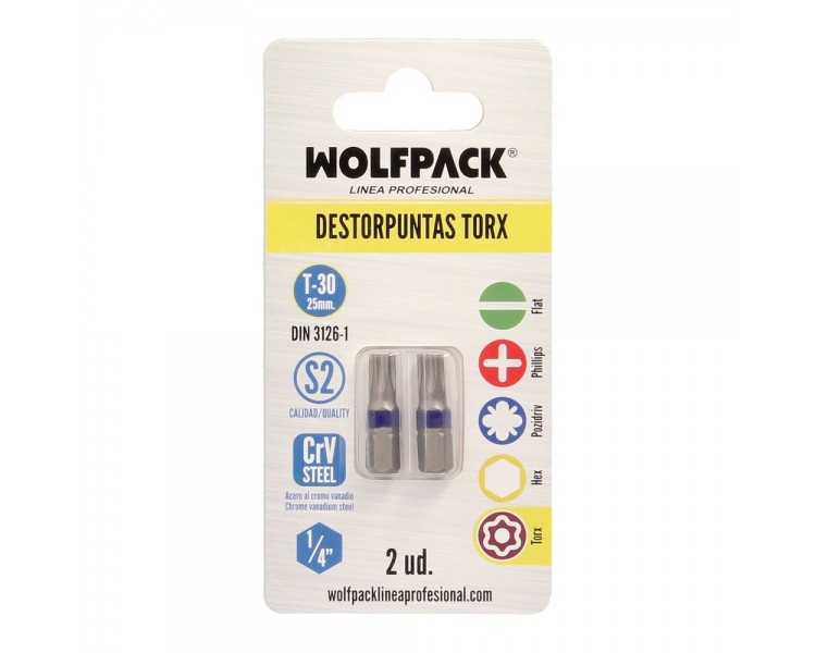 Puntas Destornillador Torx 30 Inviolable (2 Piezas). Acero S2 al Cromo Vanadio. Puntas Hexagonales, Destorpuntas,