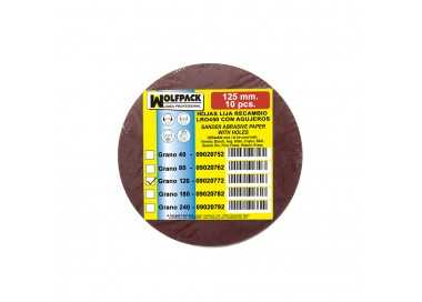 Lija Recambio Velcro Disco Ø 125 mm. Con Agujeros Grano 120 (10 Piezas)