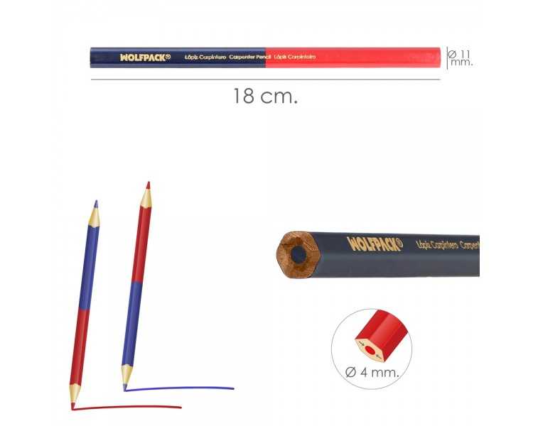 Lapiz Carpintero Bicolor 18 cm. (12 Unidades) Lapiz Marcador, Lapiz Carpinteria, Marcador Obra Colo Rojo / Azul