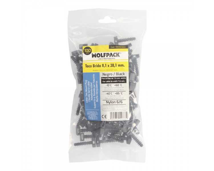 Taco Fijación Brida Nylon Negro 8 mm. (Bolsa 100 Unidades)