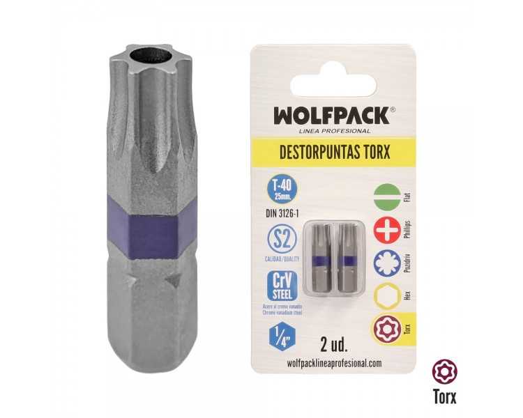 Puntas Destornillador Torx 40 Inviolable (2 Piezas). Acero S2 al Cromo Vanadio. Puntas Hexagonales, Destorpuntas,