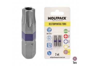 Puntas Destornillador Torx 40 Inviolable (2 Piezas). Acero S2 al Cromo Vanadio. Puntas Hexagonales, Destorpuntas,