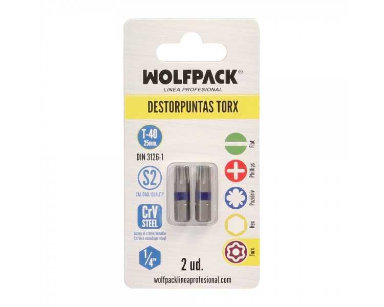 Puntas Destornillador Torx 40 Inviolable (2 Piezas). Acero S2 al Cromo Vanadio. Puntas Hexagonales, Destorpuntas,