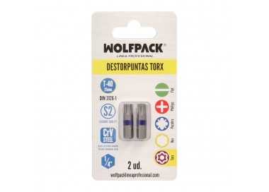 Puntas Destornillador Torx 40 Inviolable (2 Piezas). Acero S2 al Cromo Vanadio. Puntas Hexagonales, Destorpuntas,