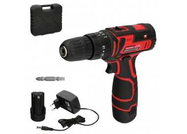 Taladro Atornillador 12 V. Con 2 Velocidades y Percutor. Bateria 1.300 mAh. Par Apriete 35 Nm.