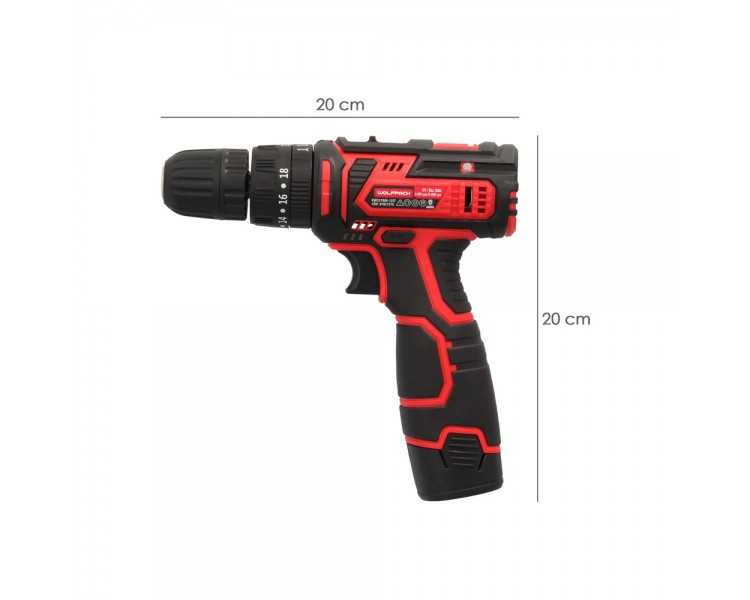 Taladro Atornillador 12 V. Con 2 Velocidades y Percutor. Bateria 1.300 mAh. Par Apriete 35 Nm.