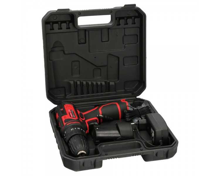 Taladro Atornillador 12 V. Con 2 Velocidades y Percutor. Bateria 1.300 mAh. Par Apriete 35 Nm.
