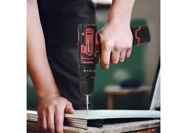Taladro Atornillador 12 V. Con 2 Velocidades y Percutor. Bateria 1.300 mAh. Par Apriete 35 Nm.