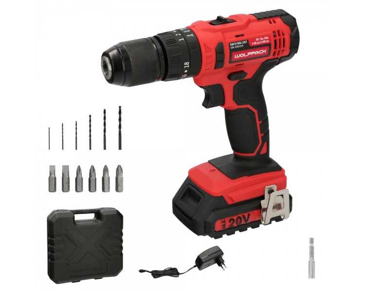 Taladro Atornillador 20 V. Con 2 Velocidades y Percutor. Bateria 2 Ah. Par Apriete 35 Nm.