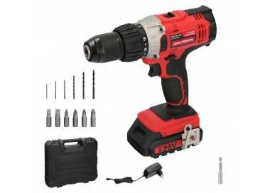 Taladro Atornillador 20 V. Con 2 Velocidades y Percutor. Bateria 2 Ah. Par Apriete 50 Nm.
