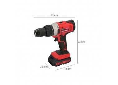 Taladro Atornillador 20 V. Con 2 Velocidades y Percutor. Bateria 2 Ah. Par Apriete 50 Nm.