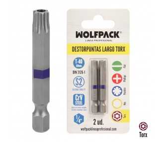 Puntas Largas Destornillador Torx T40 (2 Piezas). Acero S2 al Cromo Vanadio. Puntas Hexagonales, Destorpuntas,