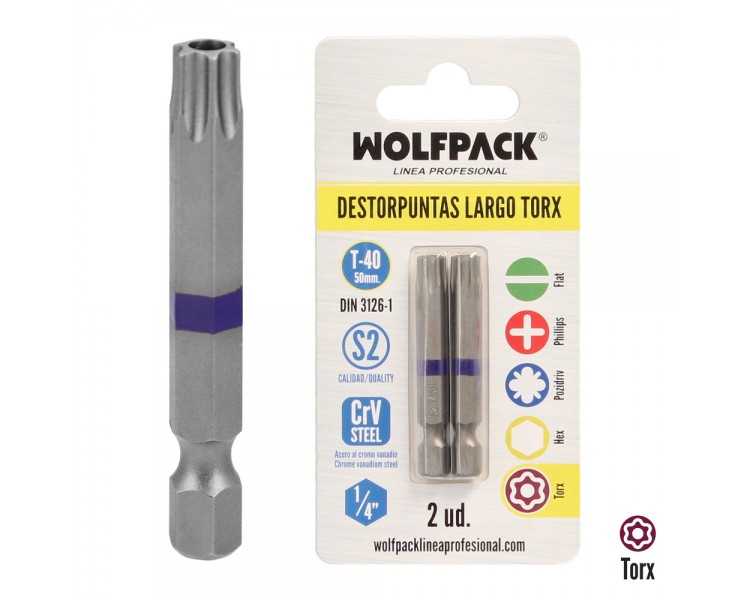 Puntas Largas Destornillador Torx T40 (2 Piezas). Acero S2 al Cromo Vanadio. Puntas Hexagonales, Destorpuntas,