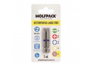 Puntas Largas Destornillador Torx T40 (2 Piezas). Acero S2 al Cromo Vanadio. Puntas Hexagonales, Destorpuntas,