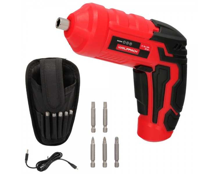 Atornillador 4 V. Con Led, Funda y 5 Destorpuntas, Bateria Recargable USB