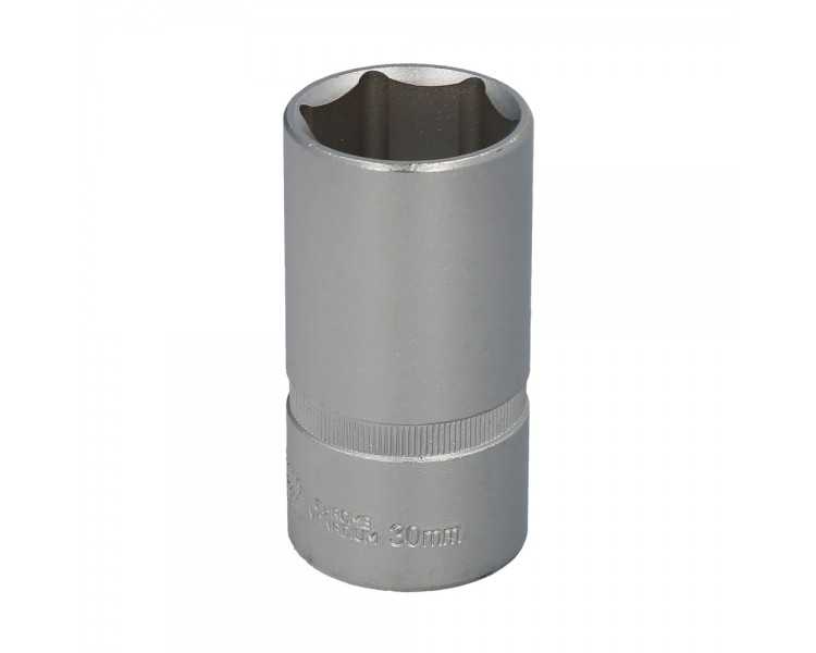 Llave Vaso 1/2" Hexagonal Larga 30 mm. Perfil de 6 caras. Acero Cromo Vanadio, Aristas Redondas