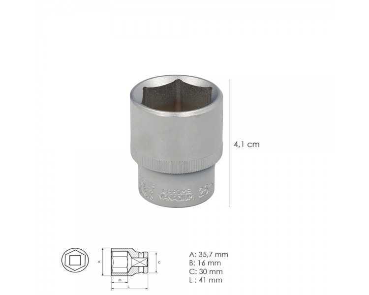Llave Vaso 1/2" Hexagonal 26 mm. Perfil de 6 caras. Acero Cromo Vanadio, Aristas Redondas