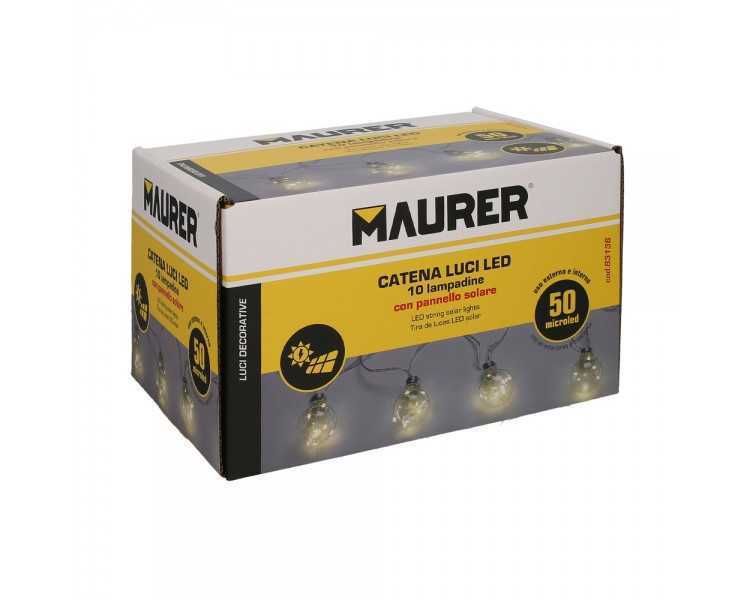Guirnalda Solar 10 Bombillas / 50 Micro Leds Luz Calida. Bateria Recargable Uso en Exteriores / Interiores Ip44