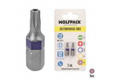 Puntas Destornillador Torx 20 Inviolable (2 Piezas). Acero S2 al Cromo Vanadio. Puntas Hexagonales, Destorpuntas,