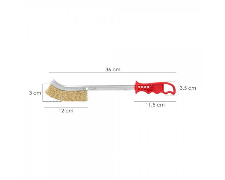 Cepillo Manual Acero Latonado Mango Rojo 34 cm.