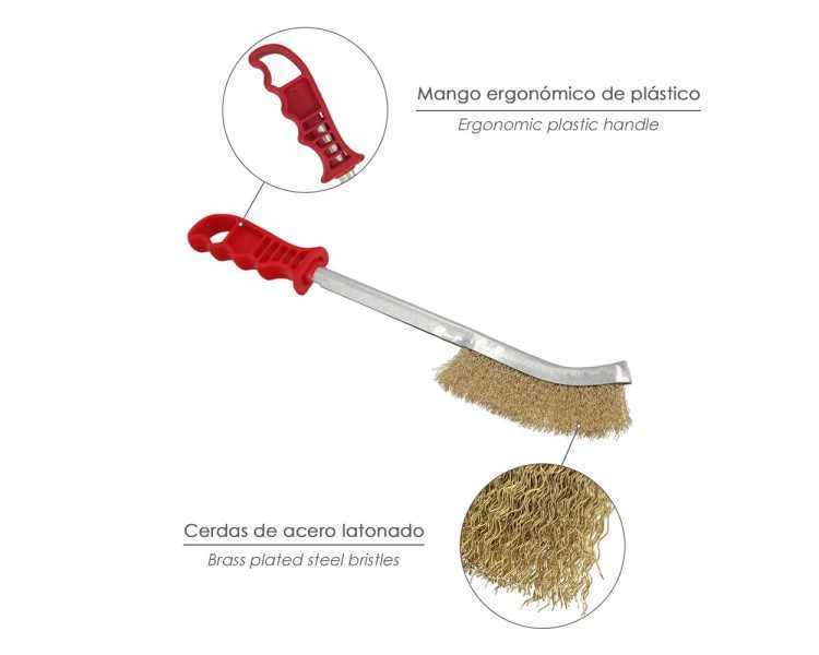 Cepillo Manual Acero Latonado Mango Rojo 34 cm.