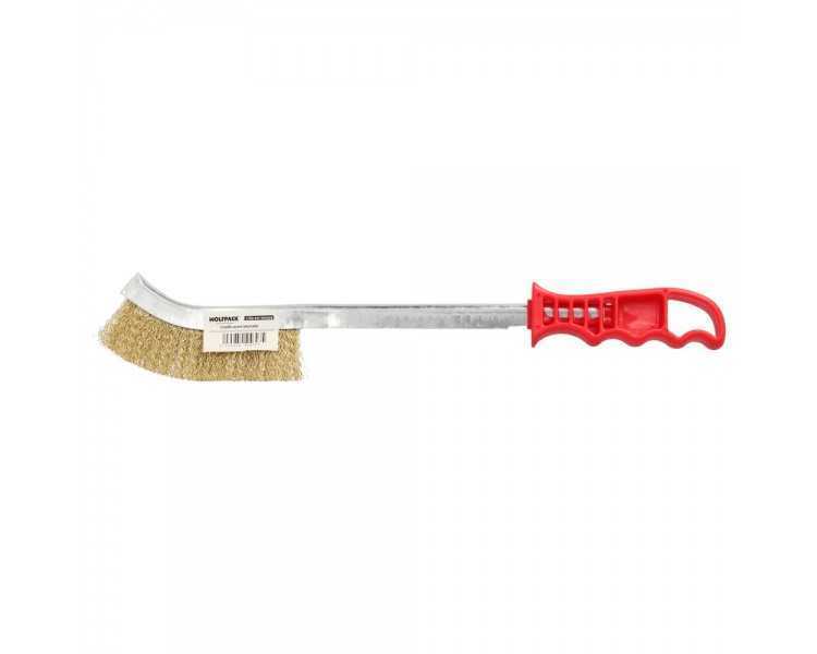 Cepillo Manual Acero Latonado Mango Rojo 34 cm.