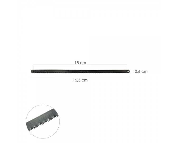 Hoja Segueta / Arco Sierra Marqueteria 155 mm. Fabricada en Acero, 24 TPI. Flexible y Duradera.