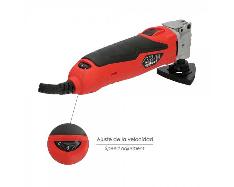 Herramienta Multifuncion Oscilante 300 Watt. Con Accesorios 23.000 R.P.M. Variador Velocidad, Cambio Rapido Hoja, Cortar, Lijar