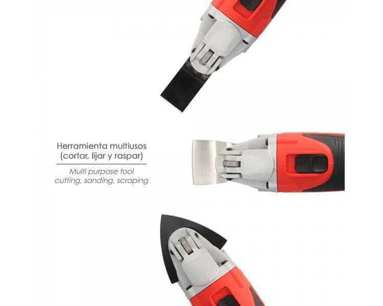 Herramienta Multifuncion Oscilante 300 Watt. Con Accesorios 23.000 R.P.M. Variador Velocidad, Cambio Rapido Hoja, Cortar, Lijar