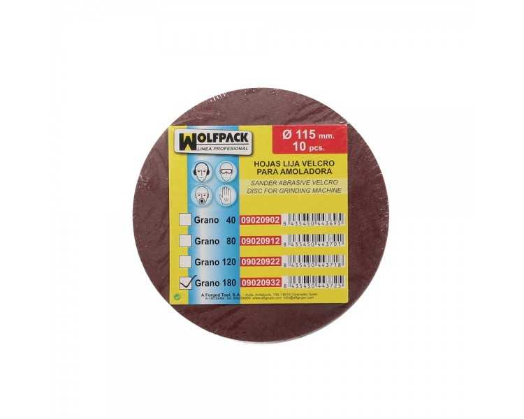 Lija Recambio Velcro Amoladora Ø 115 mm. grano 180 (10 Piezas)