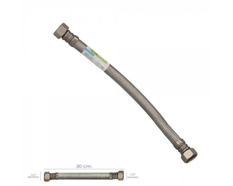 Latiguillo Flexible Reforzado Acero Inoxidable Termo Hembra 1/2" - Hembra 1/2" Longitud 300 mm
