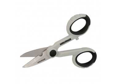 Tijeras Electricista 140 mm. Mango TPR No tension. Hojas Acero Inoxidable, Ergonomicas, Tijeras Cortar Cable, Pelacables
