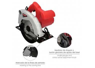 Sierra Circular 1300 Watt. Disco 185 mm. 4.800 RPM Corte a Inglete Con Regulador de Profundidad. Ingletadora, Sierra Madera.
