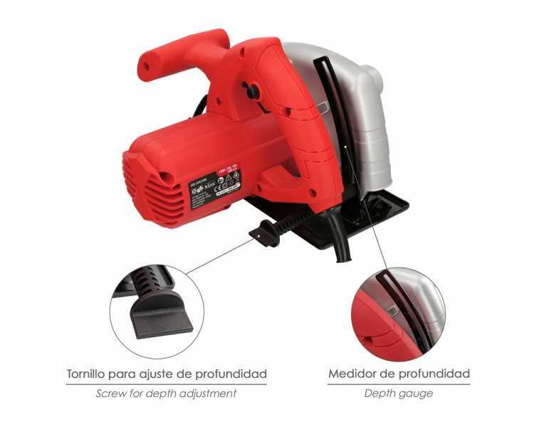 Sierra Circular 1300 Watt. Disco 185 mm. 4.800 RPM Corte a Inglete Con Regulador de Profundidad. Ingletadora, Sierra Madera.