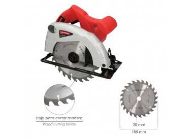 Sierra Circular 1300 Watt. Disco 185 mm. 4.800 RPM Corte a Inglete Con Regulador de Profundidad. Ingletadora, Sierra Madera.