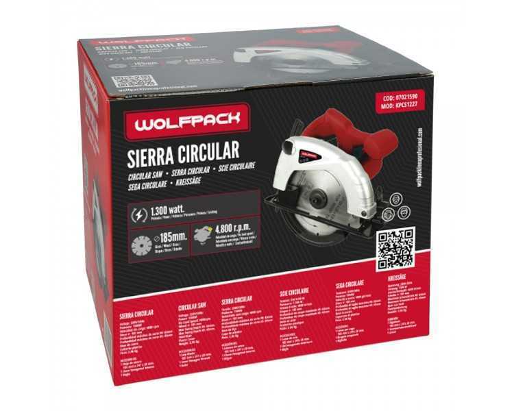 Sierra Circular 1300 Watt. Disco 185 mm. 4.800 RPM Corte a Inglete Con Regulador de Profundidad. Ingletadora, Sierra Madera.
